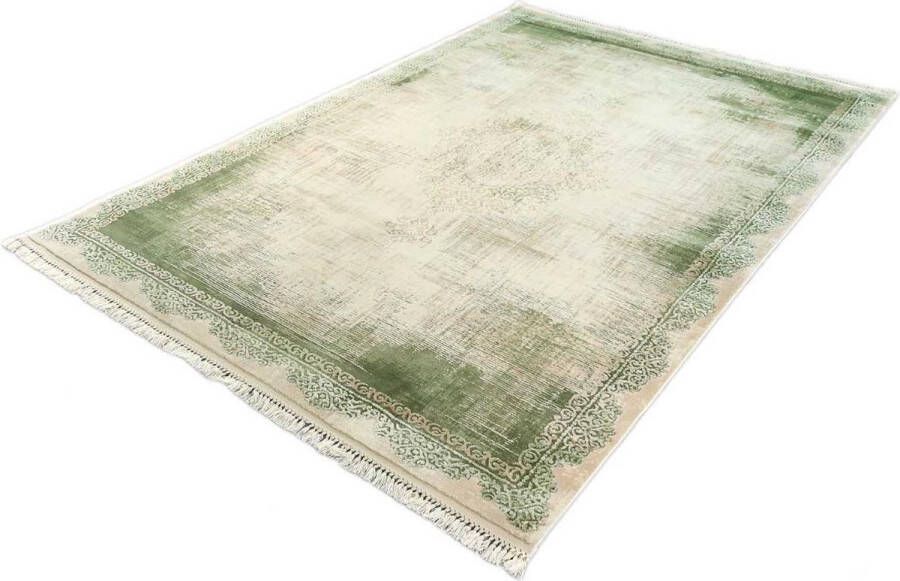 Merinos Retro Acryl Vloerkleed Klassiek Design Groen-200 x 290 cm