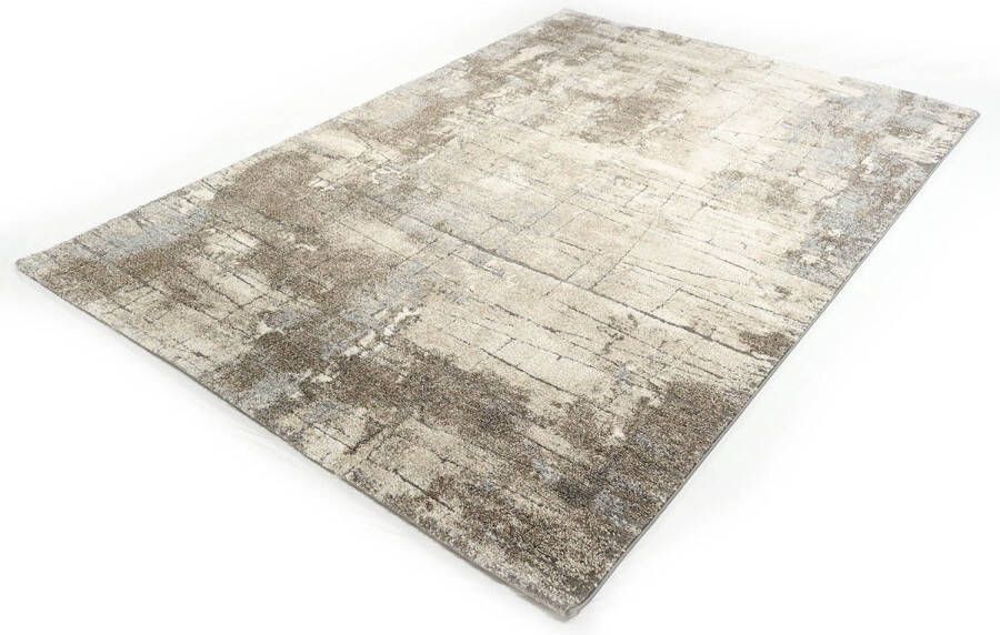 Merinos Rond Marmer Design Vloerkleed Ibiza Earth Grijs-Beige-Ø 120 cm