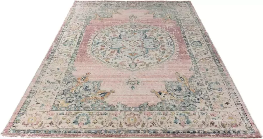 Merinos Buitentapijt voor balkon terras of tuin Roze kleur 200x290 cm Rechthoekig robuust outdoor Vloerkleed weerbestendig en UV-bestendig Binnen en Buiten