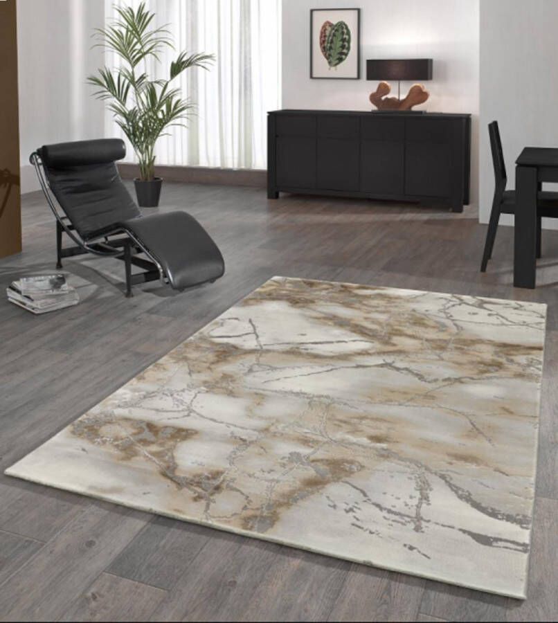 Merinos Vintage Vloerkleed Marmer Look Craft Grijs-Beige 160 x 230 cm Tijdloze Elegantie voor Woonkamer of Slaapkamer - Foto 2