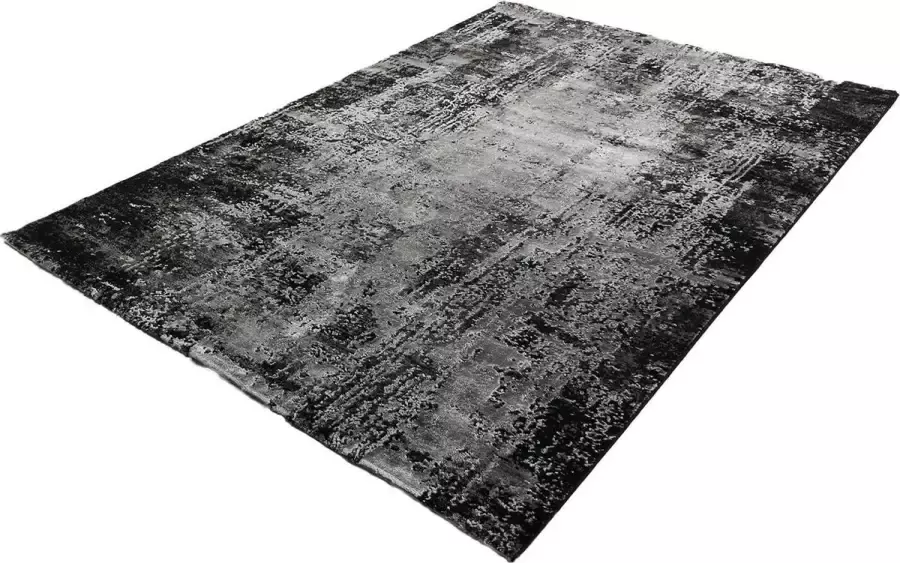 Merinos Vloerkleed Craft deluxe zwart grijs vintage-160 x 230 cm