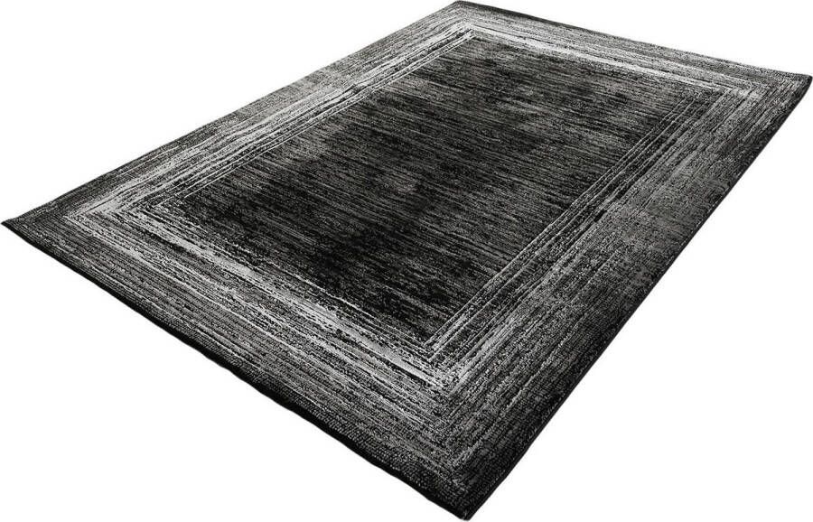Merinos Vloerkleed Craft deluxe – zwart grijs vintage lijst abstract -160 x 230 cm