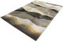 Merinos Vloerkleed Golfjes Design Diamond Deluxe Goud-Grijs-120 x 170 cm - Thumbnail 2