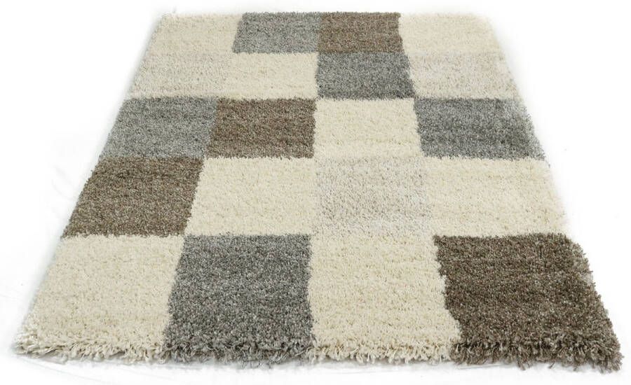 Merinos Karpet24 Hoogpolig vloerkleed – Shaggy Deluxe blokjes 161 140x200 cm