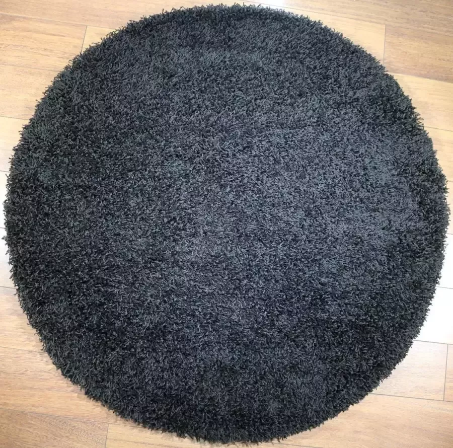 Merinos Vloerkleed Shaggy Plus 1074 Black 120x120 cm-Round