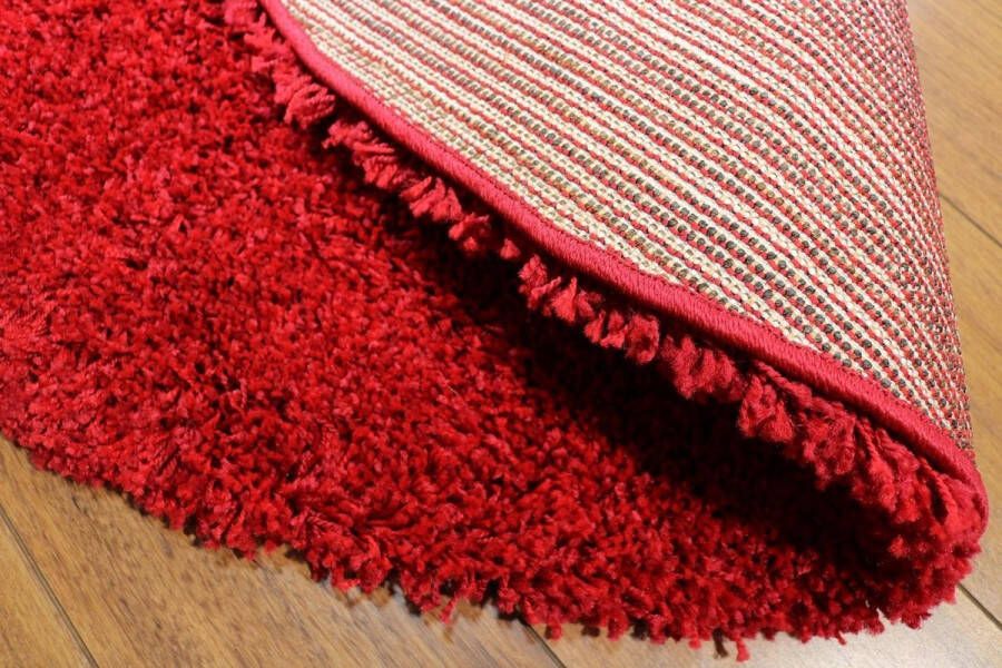 Merinos Vloerkleed Shaggy Plus 958 Red 200x200 cm-Round