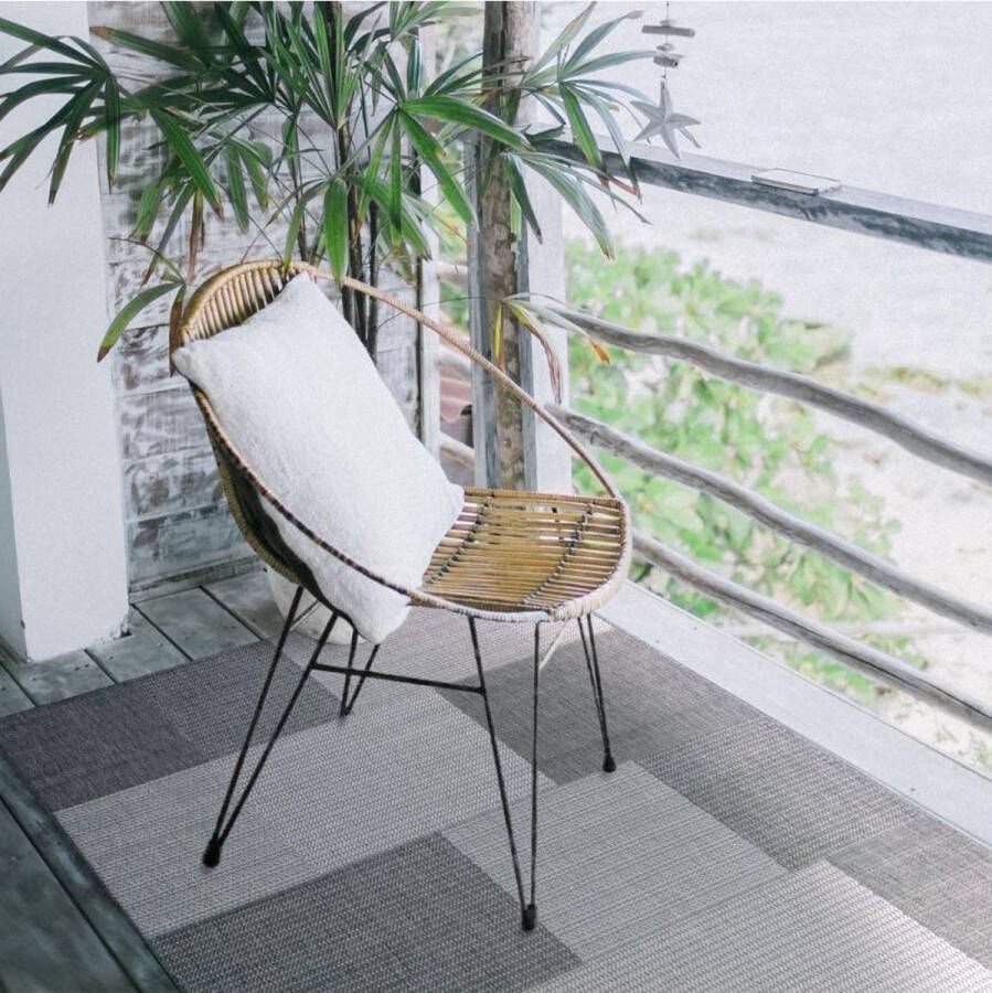 Merinos Vloerkleed Sisal Grijs Blokjes (In Outdoor) -160 x 220 cm - Foto 2