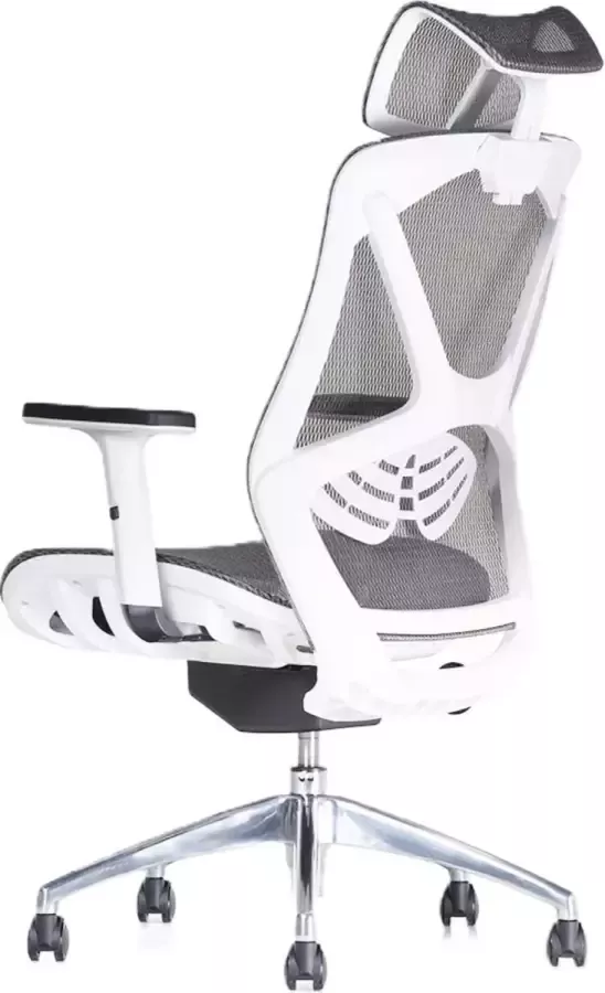 Meritosa Ergonomische Bureaustoel Micozy Office Chair Verstelbaar Volwassenen Grijs Wit