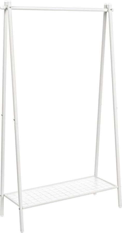 Merk-loos Kledingrek kledingstang garderobestaard van staal garderobestang met plank 33 5 x 92 5 x 153 cm voor slaapkamer kleedkamer bijkeuken wit