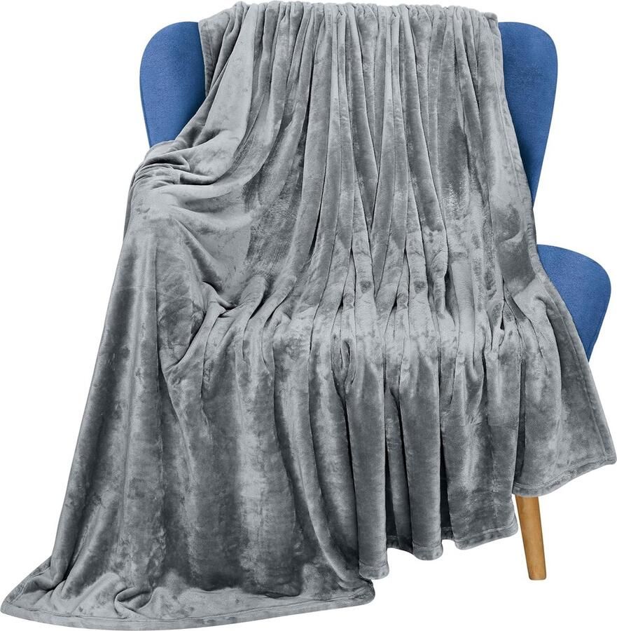 Merk-loos Fleece Deken [130x150 cm AsGrijs] Deken voor Bedden Banken Stoelen en Banken n- 300 GSM Warme Zachte en Dikke Deken voor Alle Seizoenen