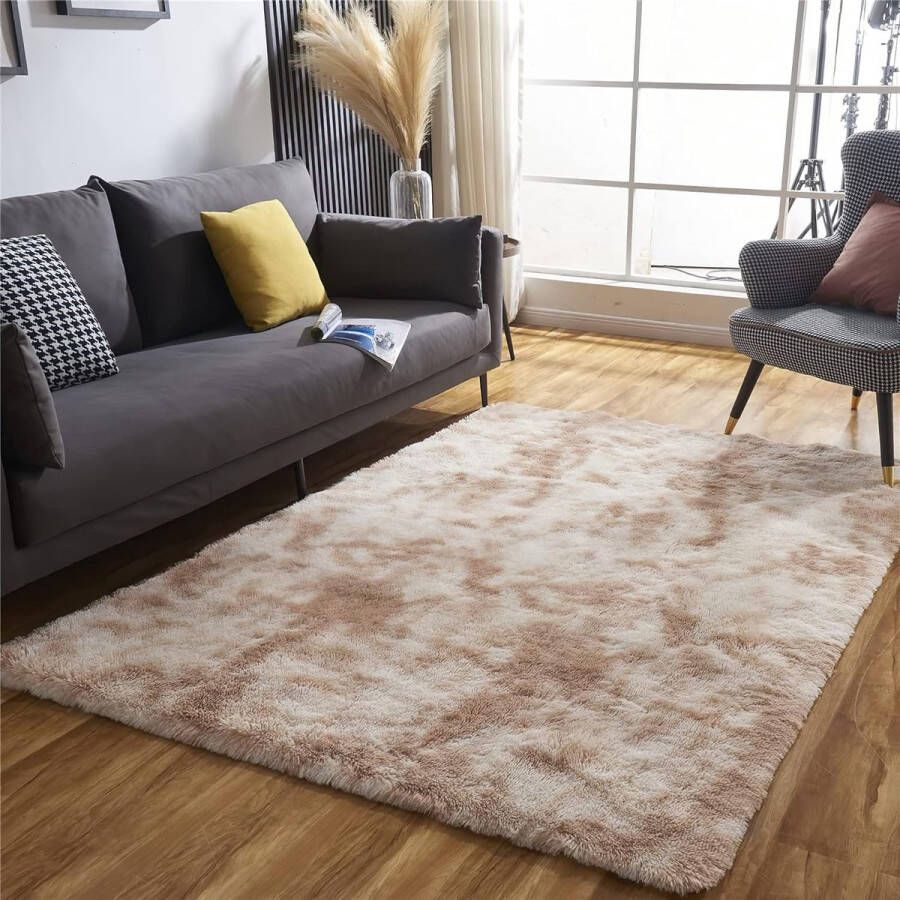Merk los Hoogpolig tapijt superzacht shaggy pluizig kaki 60 x 100 cm