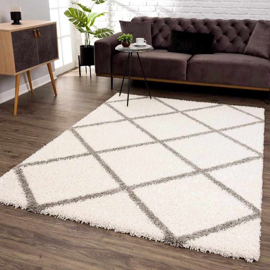 Merk los tapijt hoogpolige tapijten voor woonkamer slaapkamer keuken crème grootte: 140x200 cm
