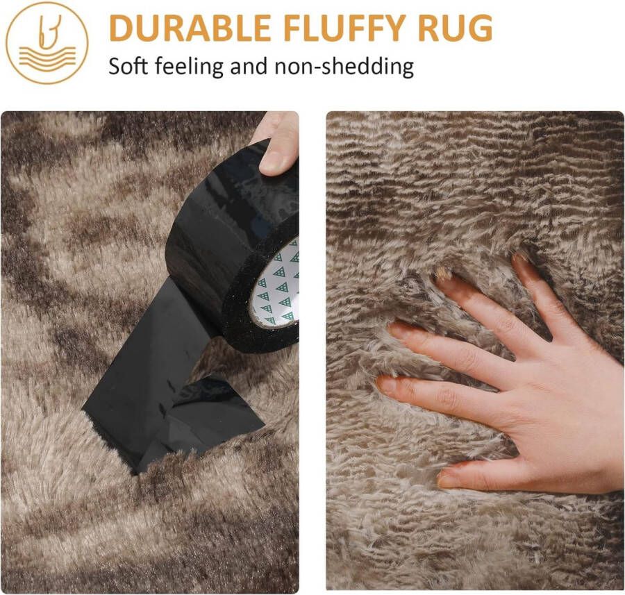 Merk los tapijten zacht pluizig tapijt antislip vloerkleden dik vloertapijt mat voor woonkamer slaapkamer (bruin 150 x 240 cm)