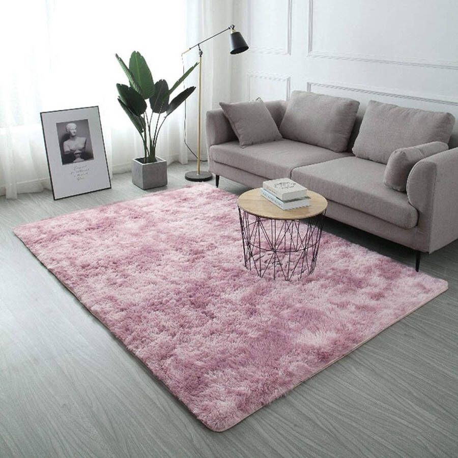 Merk los zachte pluizige tapijten imitatiebont vloertapijt extra zacht en comfortabel tapijt antislip indoor pluizig dik tapijt voor woonkamer slaapkamer (roze 80 x 160 cm)