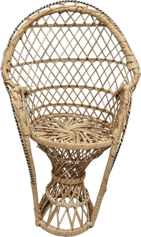 Merk onbekend Rieten Pauwenstoel stoel groot rotan retro poppenstoel