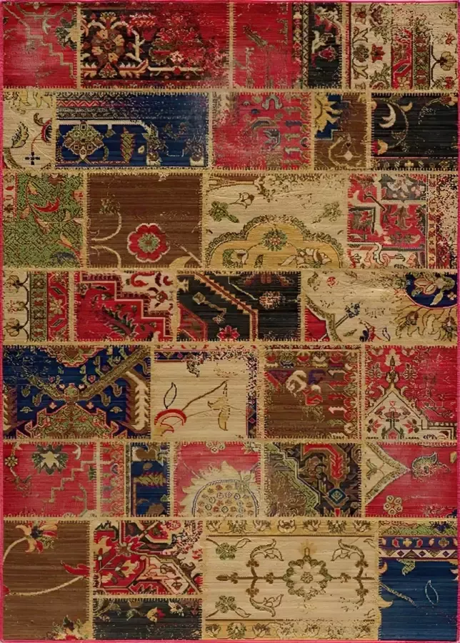 Merkador KLM-21065 Patchwork Bedrukt tapijten op chenille stof Vloerkleed Wasbaar Laagpolig Antislip 160x230 cm