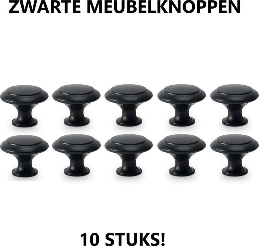 MerkIoos Zwarte Meubelknoppen 10 Stuks – Diameter 24mm & Hoogte 22mm – Handvat Knop voor Lade & Kast