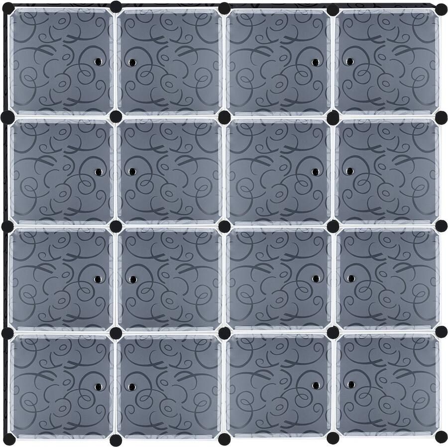 Merkloon DIY kastsysteem met deur insteekplank kledingkast schoenenrek van kunststof (10 dozen met kledingkast)