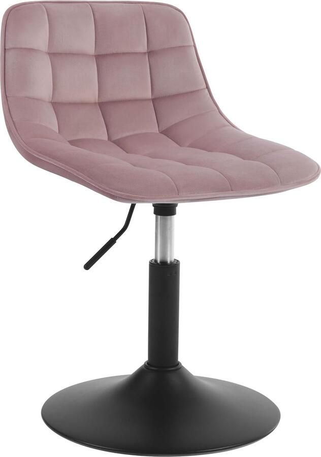 Merkloos 1 x verstelbare kruk stoel eetkamerstoel make-up kruk commerciële winkelkruk multifunctioneel 360 graden draaibaar fluweel roze zitting 38-49 5 cm hoog