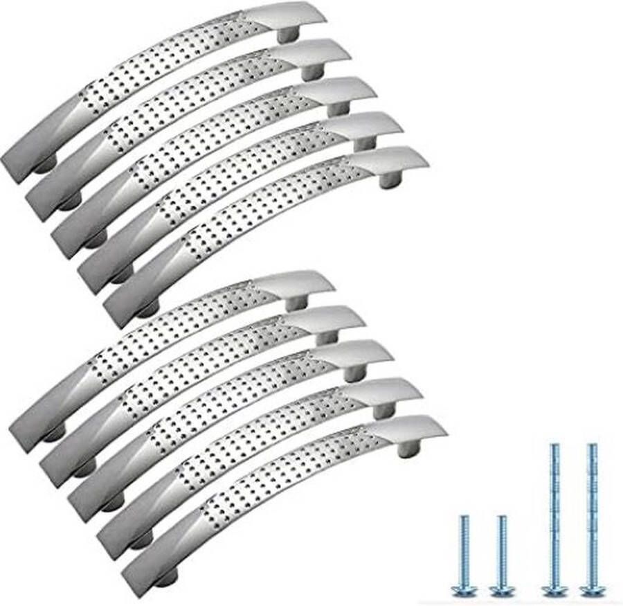 Merkloos 10 sets kledingkast ladehandgreep massief aluminium handvat chroom afstandsgaten 96 128 mm handgrepen voor meubelgrepen (128 mm)