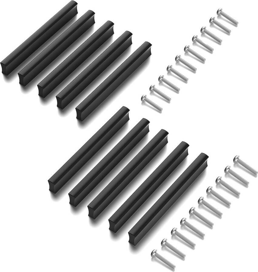 Merkloos 10 stuks meubelgrepen zwart 96 mm kastgrepen handgrepen voor keukenkast ladegrepen zwarte deurgrepen voor laden kast meubels (mat zwart)