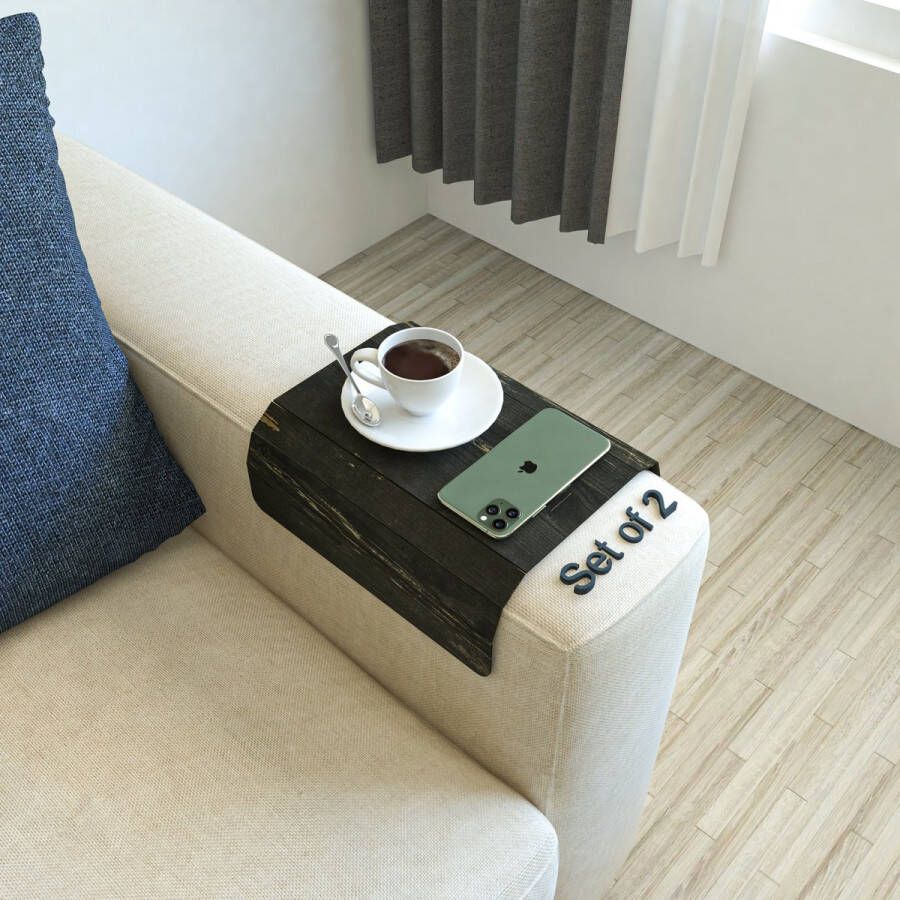 Ultimate Premium Product 2 Flexibel Armleuning Dienblad Armleuning Bescherming Dienblad Bank Antislip Bankje Tafel Organiser Zwart 40x28.5 cm