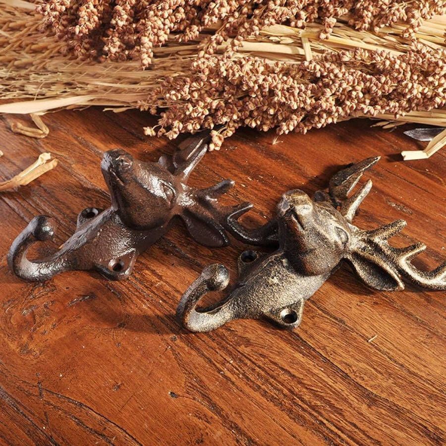 Merkloos 2 x Geweien Decoratieve Kapstokhaken Muurbevestigde Vintage Haken Gietijzeren Geweien Kapstokhaken Handdoeken Sleutels Geweihangers voor Muurdecoratie Slaapkamer Tuin Huisdecoratie