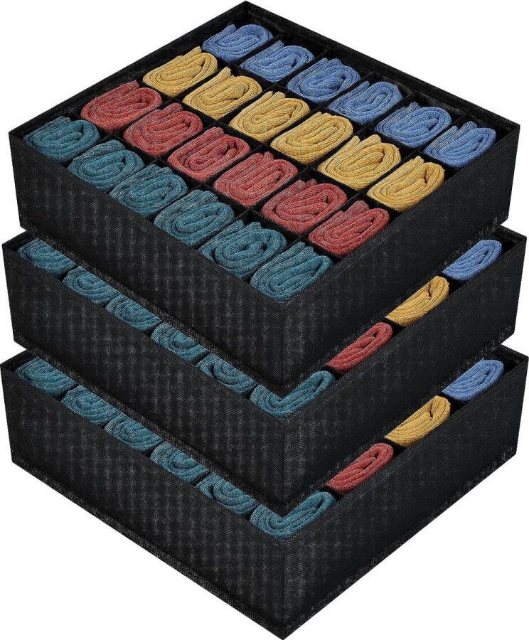 Merkloos 3 stuks opbergdozen 24 cellen lade-organizer opvouwbare kledingkast kast organizer voor het bewaren van ondergoed sokken stropdassen riemen en andere accessoires