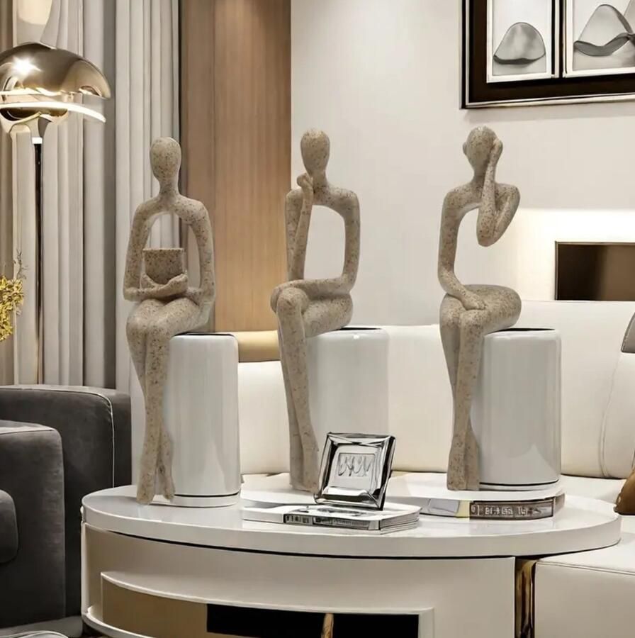 'merkloos'' 3 Stuks zandsteen denker hanger vitrine decoratie luxe decoratie voor woonkamer