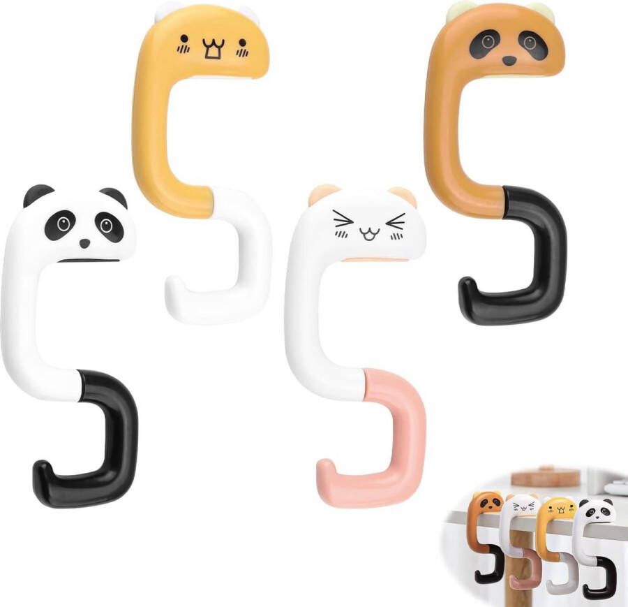 Merkloos 4 stuks handtashouders tafelblad tashouders tafelblad ABS inklapbare tas haak antislip cartoon portemonnee hanger cadeau-idee voor vrouwen voor restaurant café school