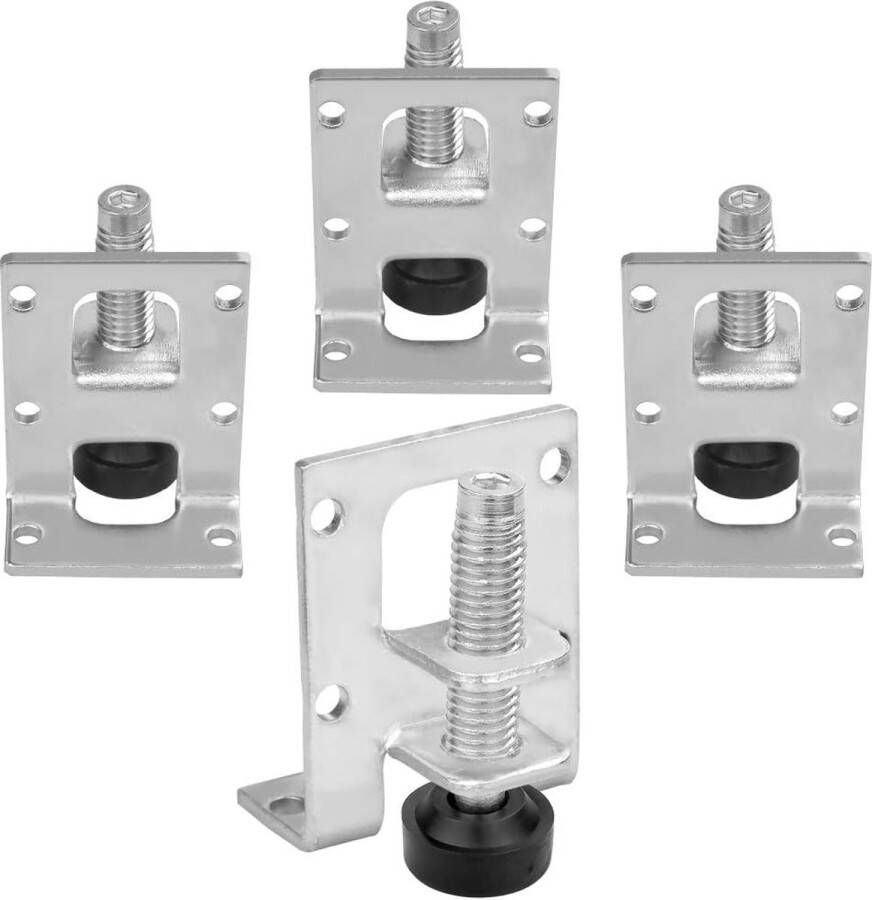Merkloos 4 stuks meubelpoten verstelbare nivelleringspoten stalen kastpoten in hoogte verstelbare poten sokkelpoten tafelpoten met borgmoeren meubelpoot nivellerer voor planken kasten werkbank