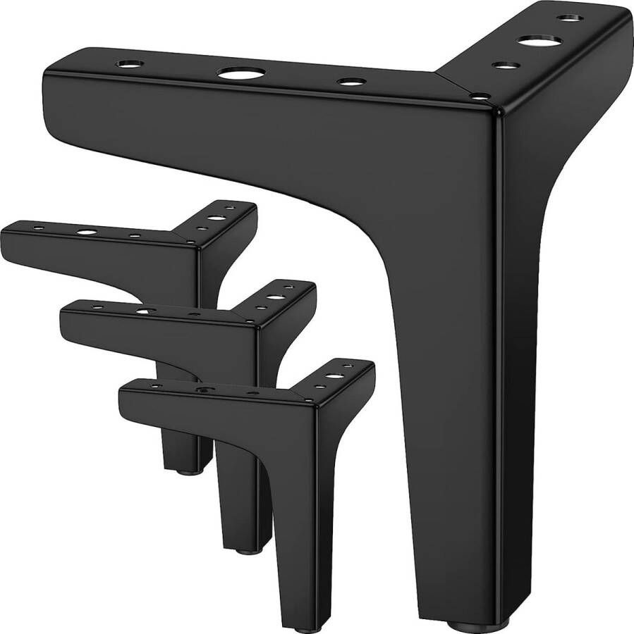 Merkloos 4 stuks meubelpoten zwart metaal belastbaar tot 800 kg 15 cm tv-meubelpoten kastpoten voor kast tv-kasten laden nachtkastje met schroeven