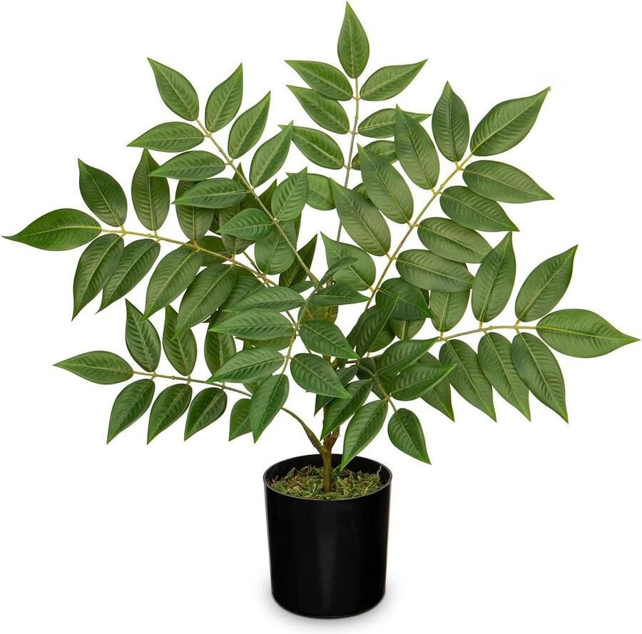 Merkloos 42 cm Kunstplanten binnen met zwarte potten decoratieve nepplanten realistische nepplanten faux groene kamerplant voor thuis badkamer woonkamer keuken kantoor plank bureau decoratie