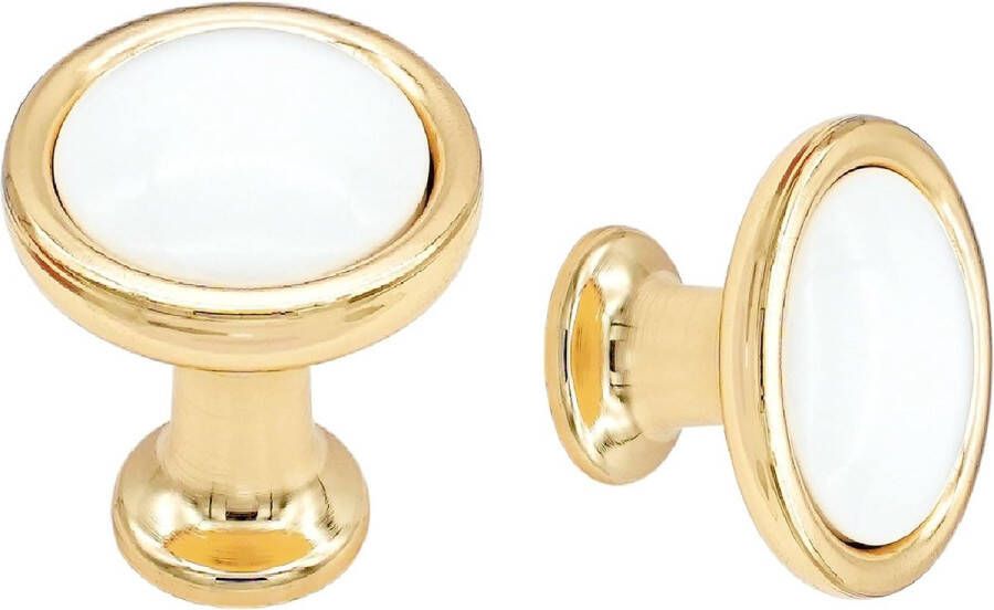 Merkloos 8 stuks meubelknoppen wit en goud kastknoppen met schroeven ronde meubelgrepen zinklegering ladeknop commode deurgrepen kast