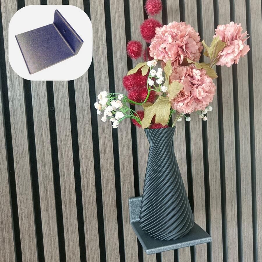 Merkloos Akupanel Wandplankje antraciet– Model A – 131×121×59 mm – Gerecycled Polymeer – Akupanel Accessoires Akupanel Accesoires – Akoestische Panelen – Akoestisch Paneel – Akoestische Wand – Akoestische Wanddecoratie – Galaxy shiny grey