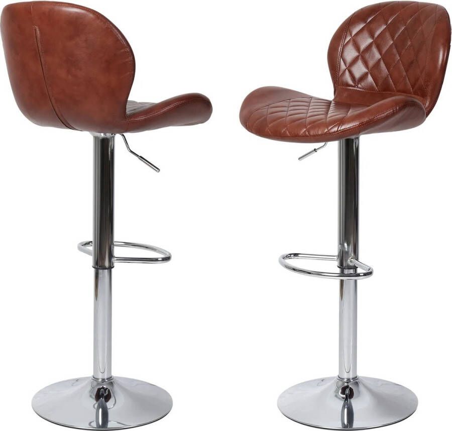 Merkloos AllinShop Barkrukken Set Van 2 Barkruk Zwart Stalen Poten Barstoel Bruin Verstelbaar Modern Vintage Keukenstoel Aarecht Stoel Keuken Eiland 111x41CM