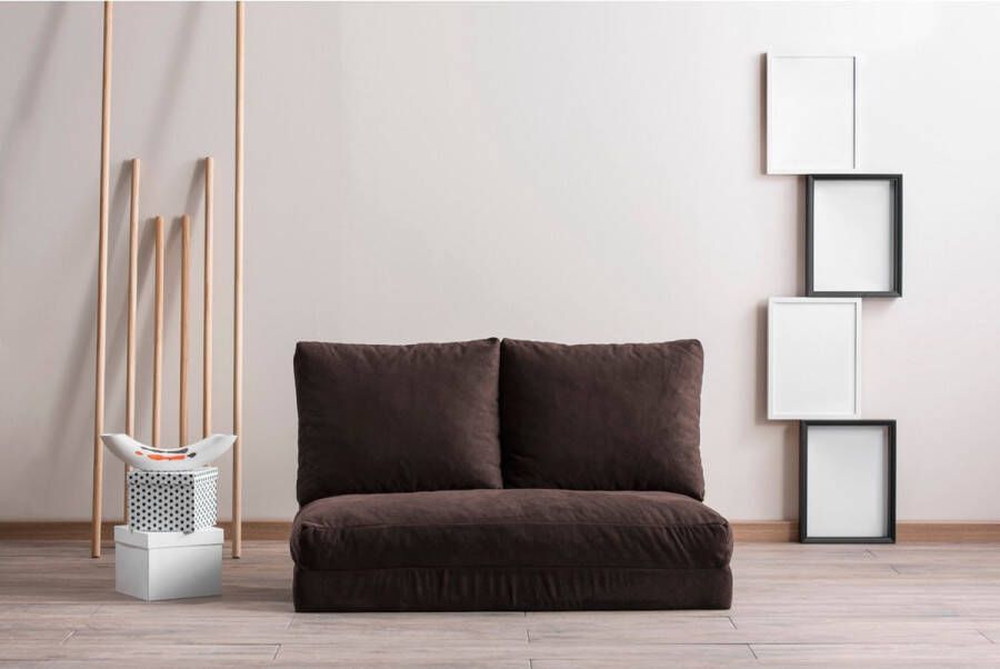 Merkloos Asir bankbed slaapbank Sofa 2-zitplaatsen Bruin 120 x 68 x 62 cm