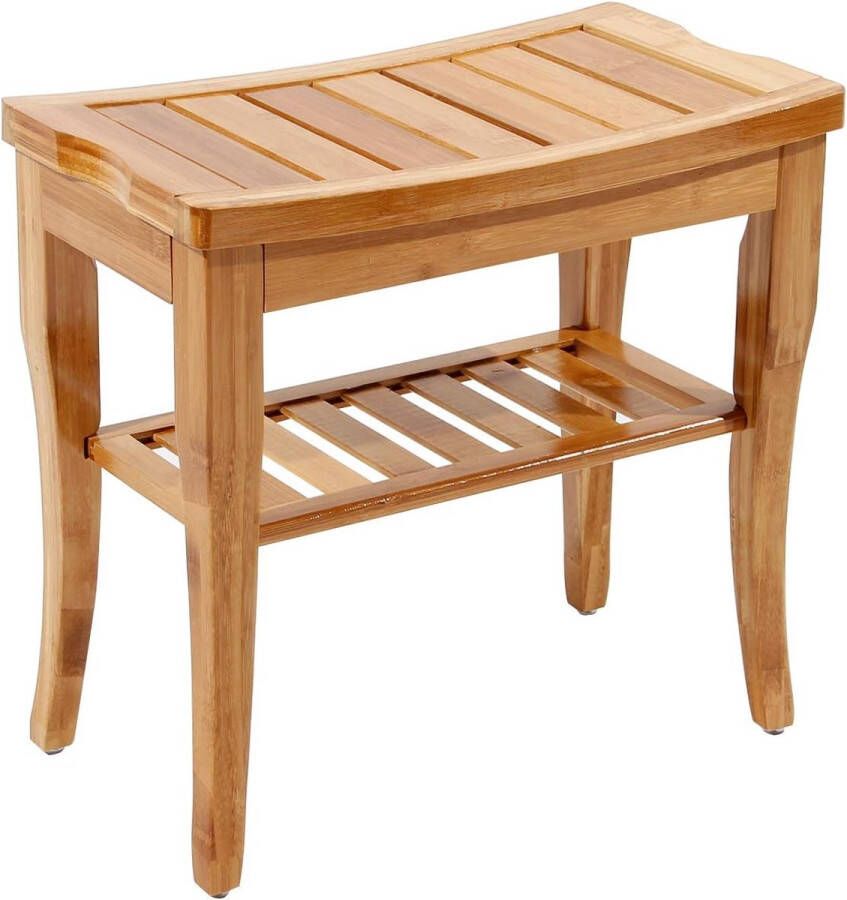 Merkloos Bamboe kruk douchekruk plank badkamerkruk badkamerbank multifunctionele kruk 47 5x26x44 5 cm KS-HSJ-04-BH