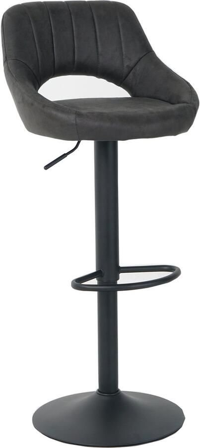 Merkloos barkruk Caïro barstoel in hoogte verstelbaar anthraciet kunstleer