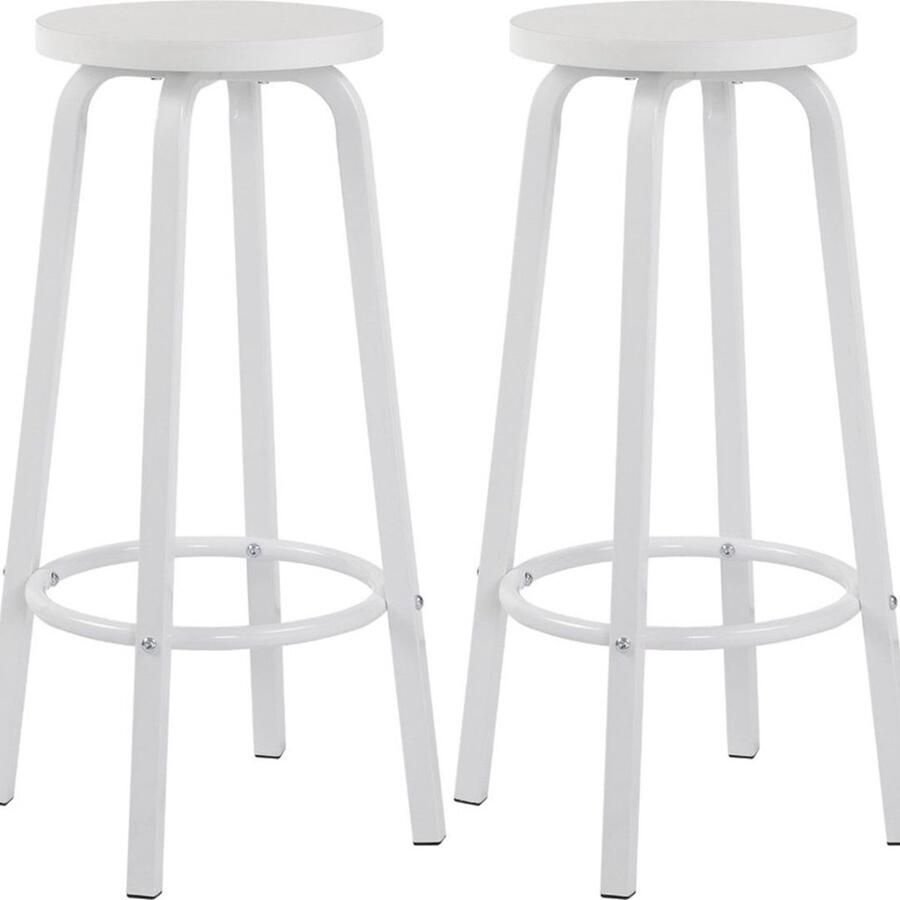 Merkloos Barkruk deluxe Set van 2 Barkrukken zonder rugleuning Wit 30x30x72cm