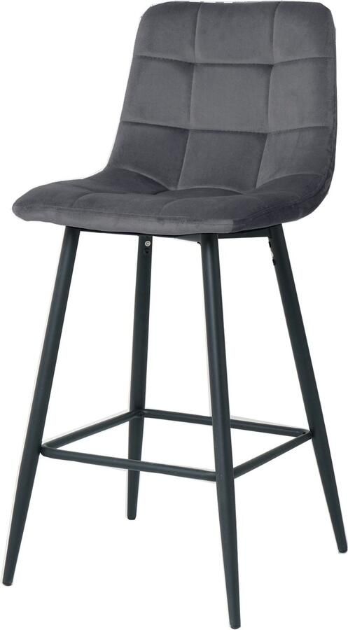 Merkloos barkruk Kopenhagen barstoel grijs velvet -65CM