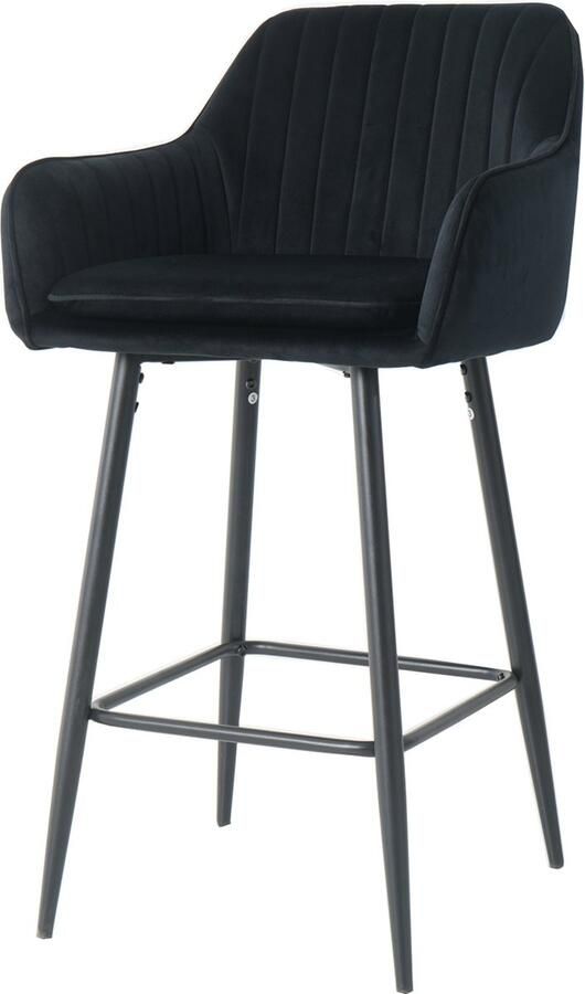Merkloos barkruk Sydney barstoel met armleuning zwart velvet 65CM