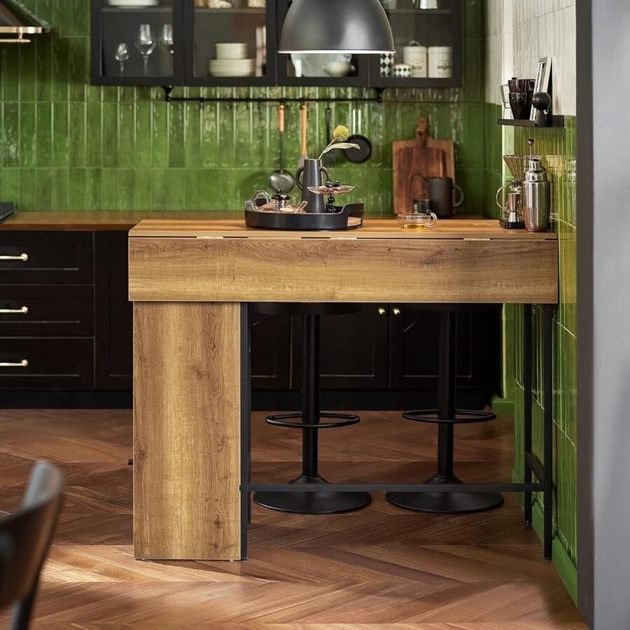 'merkloos'' Bartafel Eettafel Hoge Tafel met Opbergrek Houders voor Wijnglazen en Flessen Keukentafel voor Keuken Eetkamer Woonkamer 108 x 48 x 105 cm Bruin