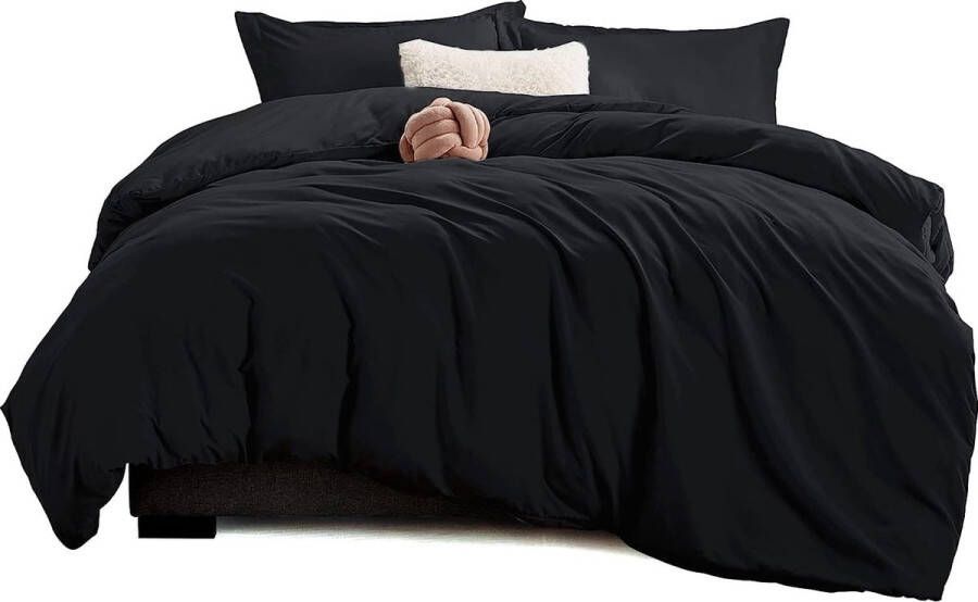 Merkloos Beddengoed 220 x 240 cm 3-delig bed dekbedovertrek 220 x 240 cm met kussenlussen 40 x 75 cm beddengoedsets 240 x 220 cm van microvezel met ritssluiting zacht en strijkvrij