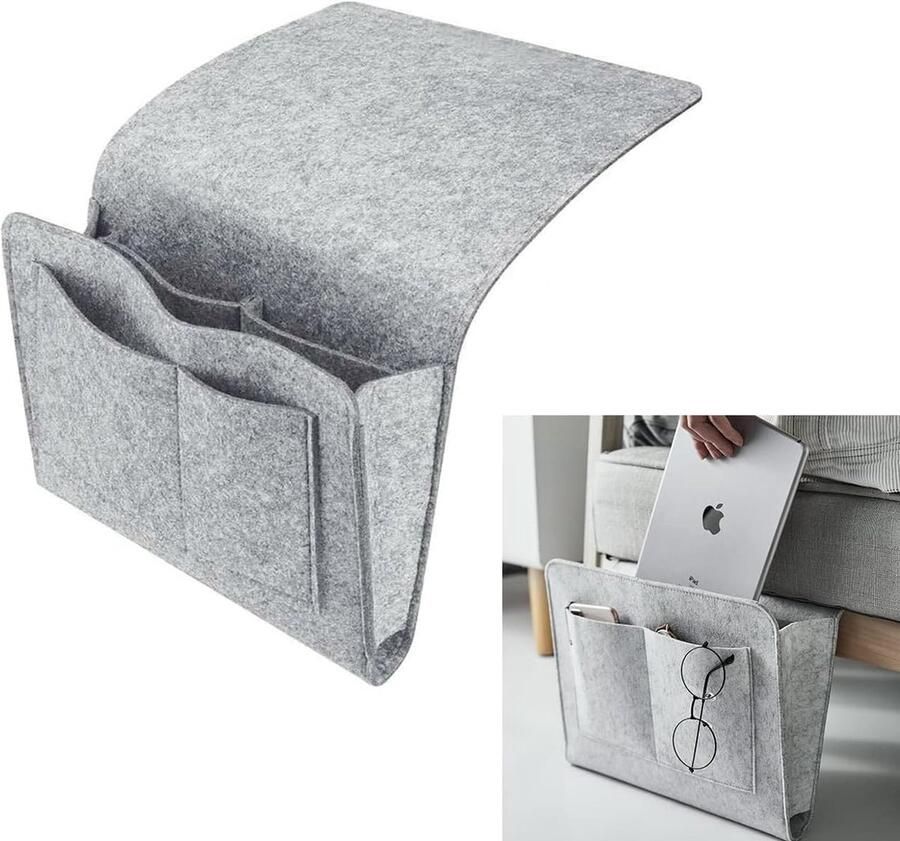 Merkloos Bedside Opbergzak Vilt Nachtkastje Opknoping Opbergorganizer Bag Anti-Slip voor het organiseren van Boeken Accessoires en Meer Klein Iets