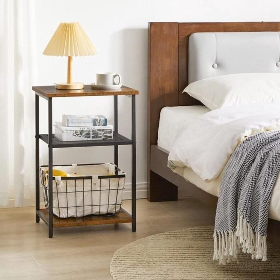 Merkloos Bijzettafel nachtkastjes met 3 niveaus kleine salontafel TMJ403H