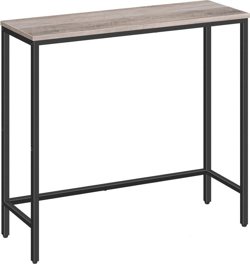 Merkloos Bijzettafel smalle bijzettafel voor de gang metalen frame compacte industriële displaytafel salontafel voor kleine ruimtes hal woonkamer robuust grijsachtig beige en zwart EBG75XG01