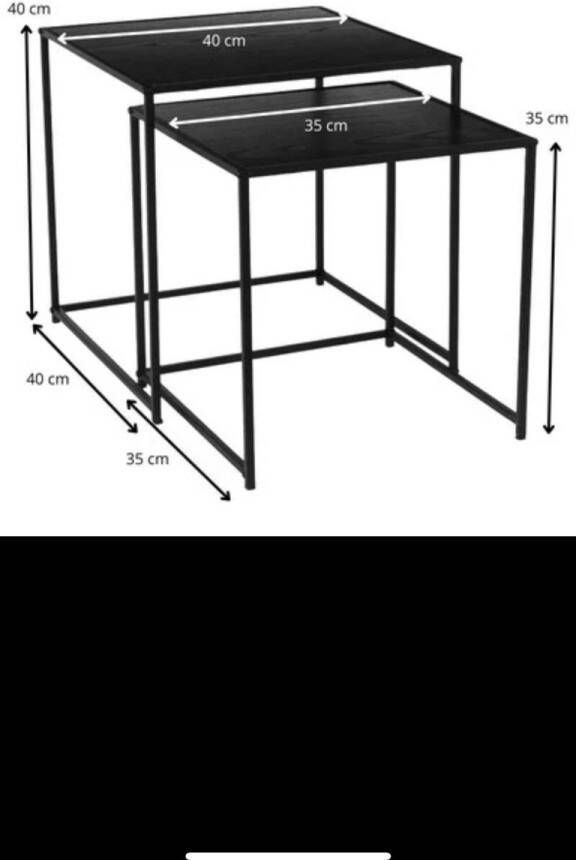 Merkloos- Bijzettafels set van 2- -bijzet nacht salon tafels-mataal