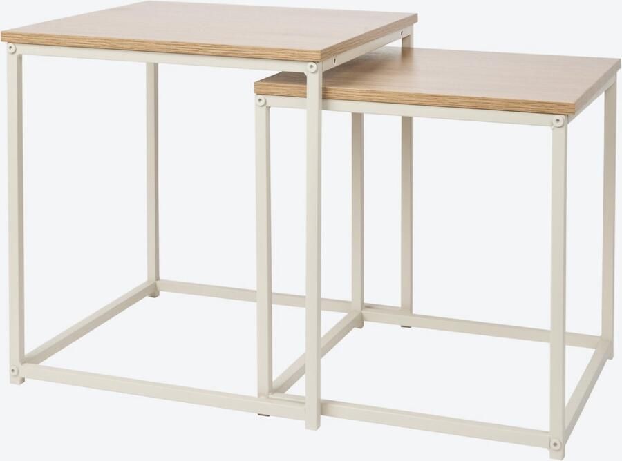 Merkloos Bijzettafelset 2 formaten: 33 x 33 x 36 cm en 37 x 37 x 40 cm Zowel los als onder elkaar te plaatsen FSC -gecertificeerd hout: verantwoord hout