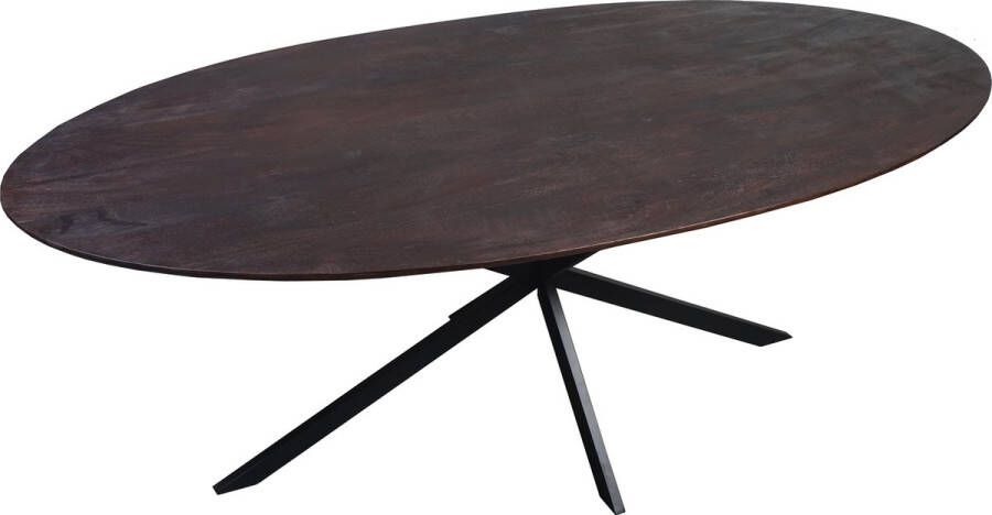 Merkloos BLACK FRIDAY DEAL 1x Ovaal Mango Eettafel Kleur : Walnoot (Donker bruin) 200x100x76 Swiss edge Verjongd Afgeronde zijkanten Spinpoot smal - Foto 2